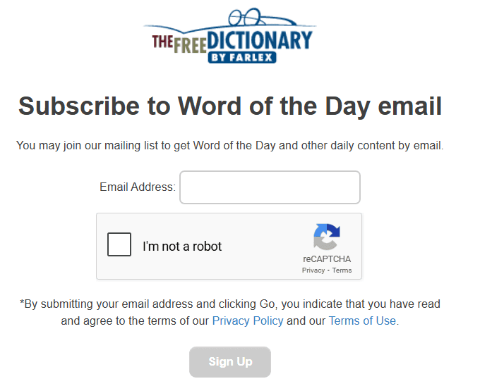 Subscribe to Word of the Day Email