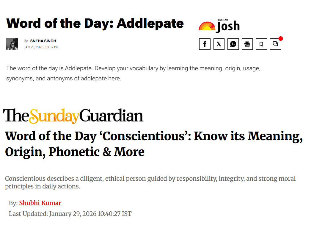 Word of the Day in Indian Online Media 