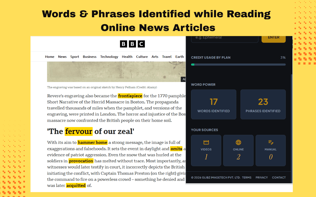 Glibzter Chrome Extension working on Online News Articles