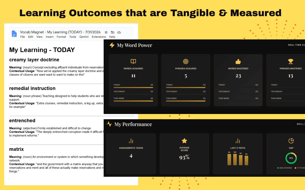 Glibzter Web App - Tangible Learning and Quantified Learning Outcomes for English learners.